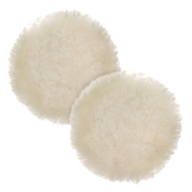 TCP Global Premium 6 Inch Wool Buffing Pads (2 Pack) - 100% Natural Wool Buffer Pads, Polishing Pad for Car Detailing - 1 Inch Thick Pile, Hook and Loop Buffing Pad for Orbital Buffer - Image 1
